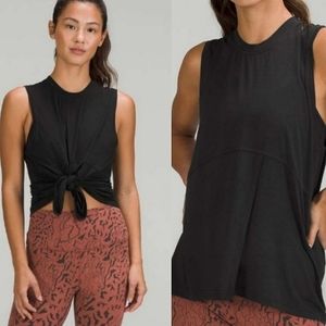 Lululemon Modal-Silk Blend Tie-Front Yoga Tank Top in Black Size 0